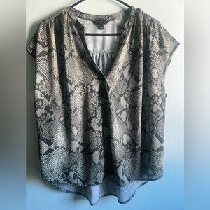Banana Republic Black and Gray Snake Print Blouse